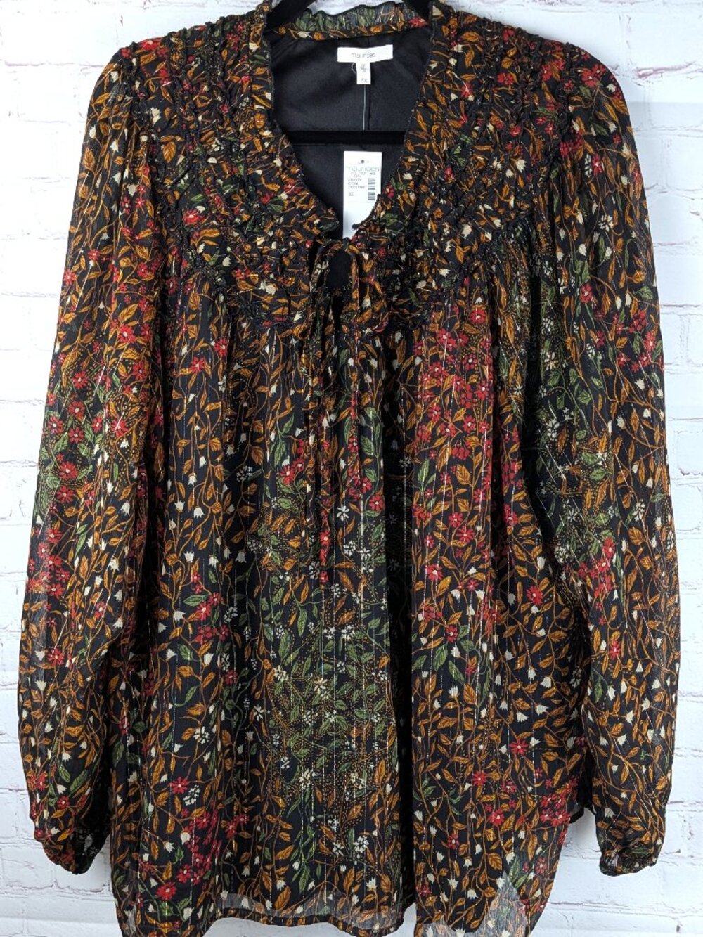 NEW Maurices Fall Foliage Peasant Blouse 3X